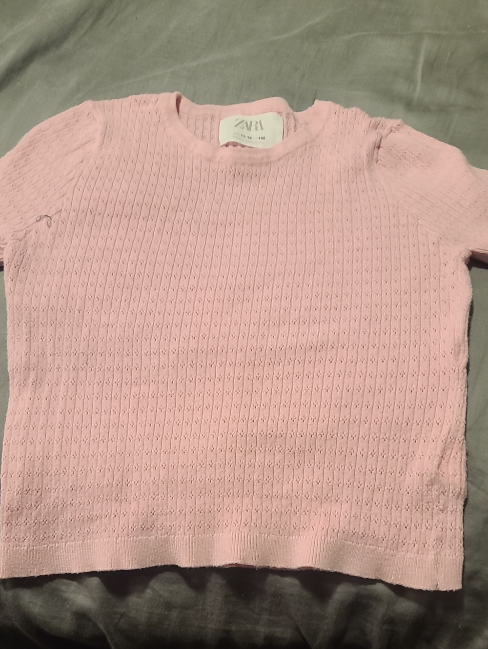 Zara Light Pink Short-Sleeve Crew Knit Top